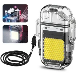 Mini Plasma Arc Lighter with LED Flashlight | USB Rechargeable Keychain Lighter for Cigarettes | Waterproof,