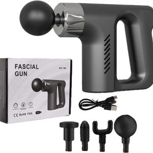 fascial massage gun 5 speed control Massager Body Relax Pain Relief Therapy Gun for Fitness Relaxer 4 Adjustable Head Rechargeable massager gun for pain relief Vibration