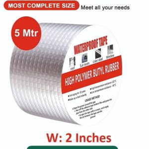Super Strong Adhesive Waterproof tape Permanent Repair Roof Water Leakage Solution Rubber Foil Suitable for Roof Leak, surface Crack, Window Sill Gap, Boat Sealing, Tank Leak (2 Inch (5CM*5M))