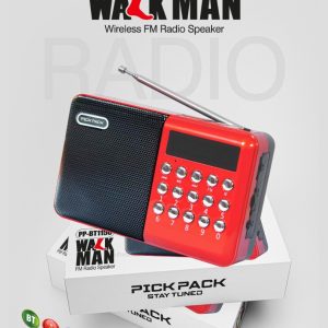 FM Radio with Bluetooth Speaker 6W-12 Hours | FM | Antenna | Type C-Charging | AUX, SD Card, USB Input (Red-FM-615)