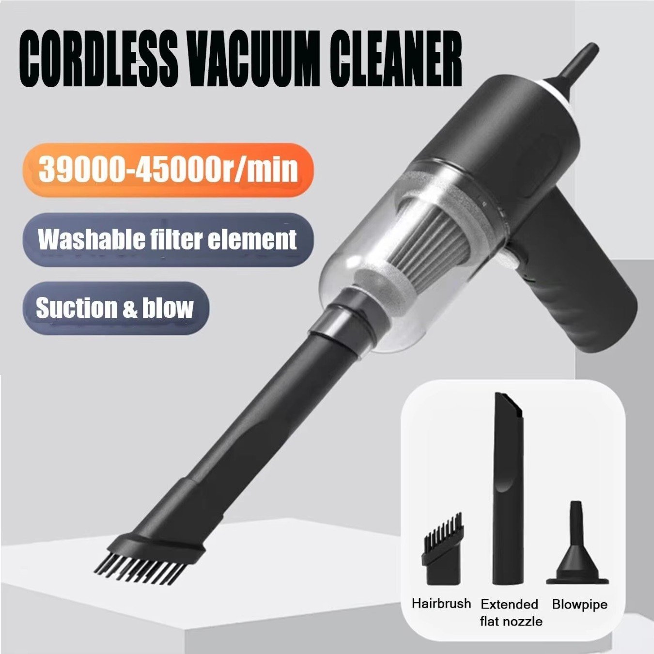 3-in-1 Mini Wireless Vacuum Cleaner Handheld Car Cleaner