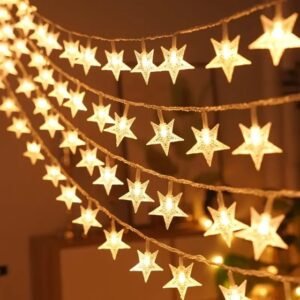 5Mtr Star String Decoration Lights - Warm White LED Fairy Lights