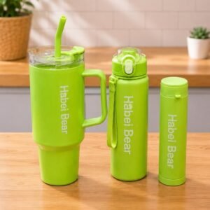 Habei Bear Large Tumbler 1500ml - Insulated Travel Mug with Handle and Straw