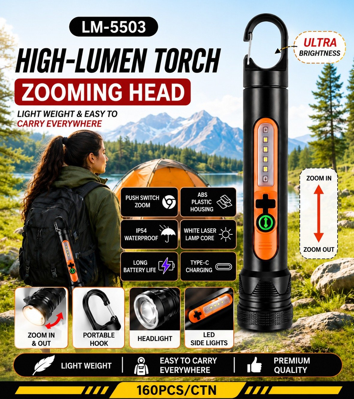 LM-5503 High Lumen Zooming LED Torch